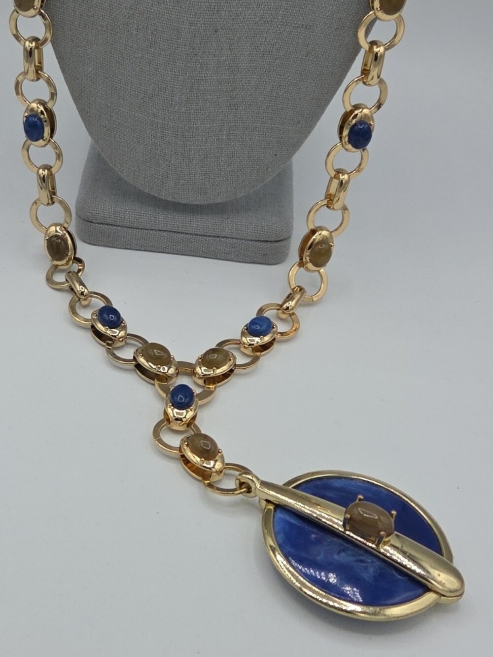 5 for $25! Chico's Gold-Tone Necklace with Blue Enamel Pendant